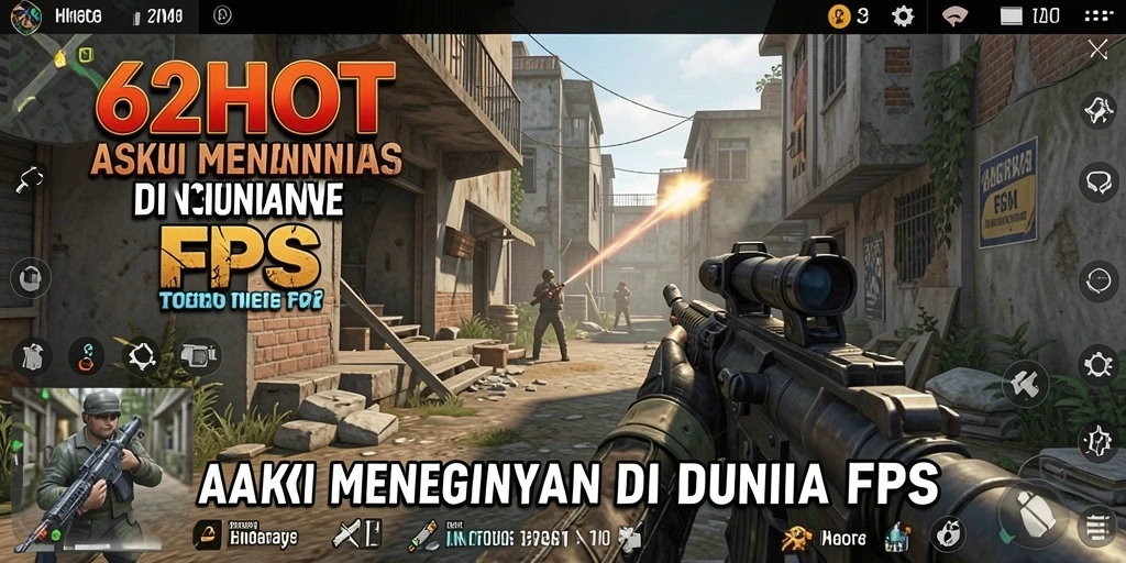 Screenshot gameplay 62HOT menampilkan aksi menembak yang intens.