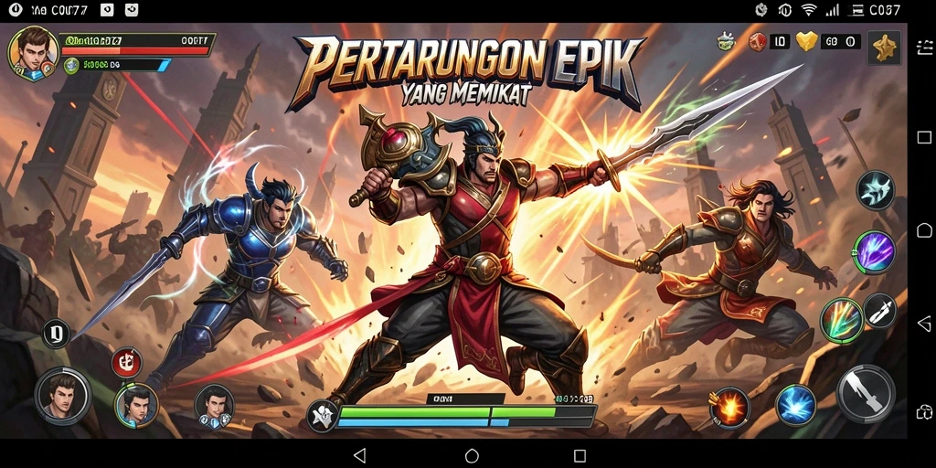 Tampilan gameplay C0077 menampilkan aksi pertarungan yang intens dan mendebarkan.
