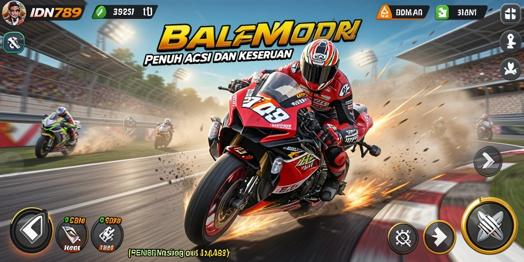 Gameplay IDN789 dalam balapan motor yang penuh aksi.