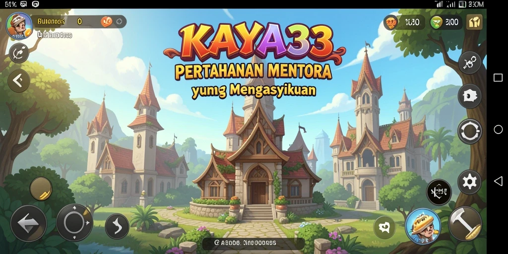 Tampilan gameplay KAYA33 dengan menara dan musuh yang mendebarkan.