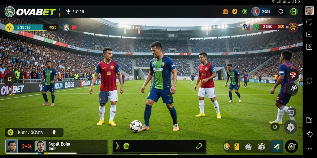 Screenshot menunjukkan pemain terlibat dalam action permainan Football yang seru.