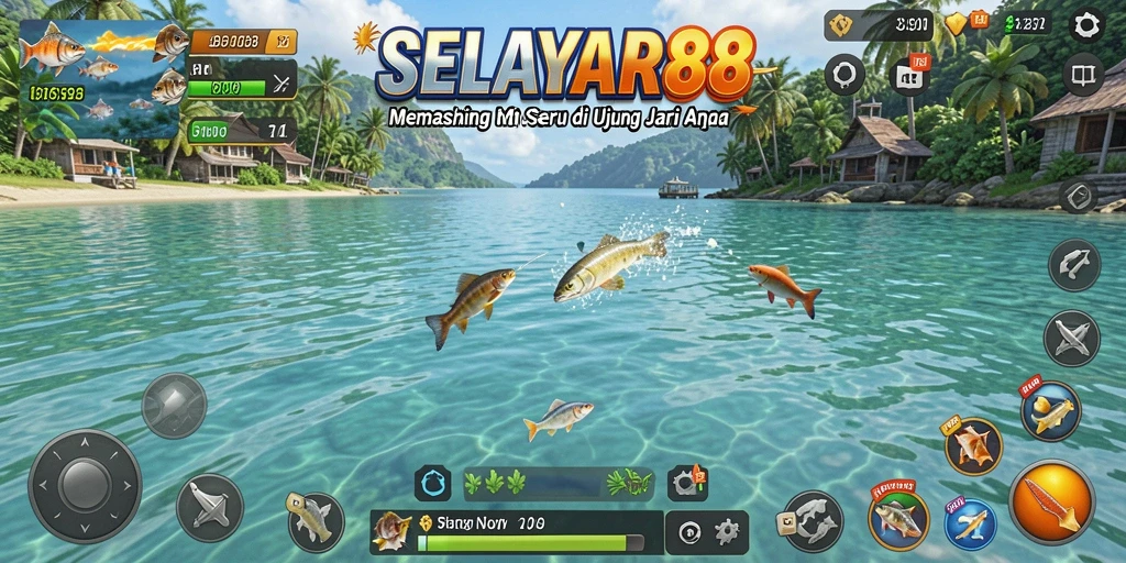 Tampilan gameplay yang seru dalam SELAYAR88 dengan pengalaman memancing yang realistis.