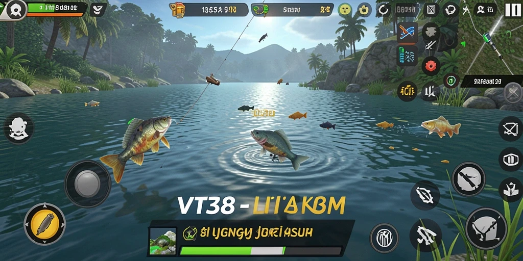 Tampilan gameplay VT38 dengan aksi memancing yang seru dan menarik.
